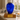 Premium Cobalt Blue Hand Blown Glass Single Adult Ashes Urn on a memorial plinth with a brass plaque