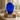 Premium Cobalt Blue Hand Blown Glass Single Adult Ashes Urn on a memorial plinth with a silver plaque